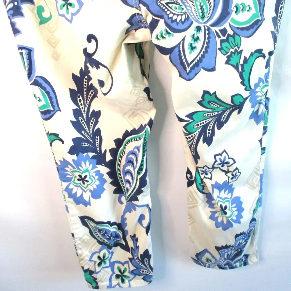 Chico's Women's Multi Color Floral Print Mid Rise Stretch Zip Crop Pants Size S. - Picture 6 of 10